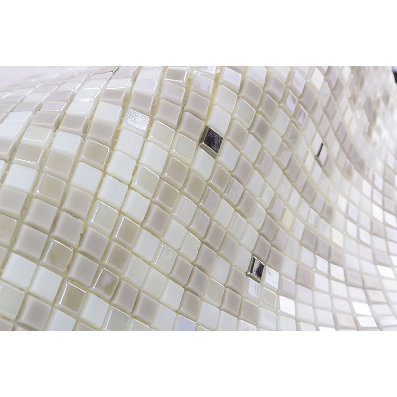 Galaxy 0.3125 in. x 0.3125 in. Iridescent Glass Pressed Edge Tiny Square Mosaic Wall Pool & Floor Tile, Black/Brown/White