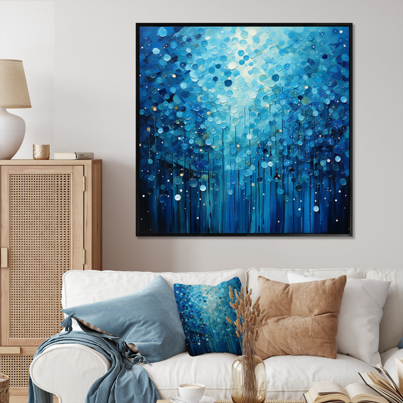 Azure Symphony III - Abstract Landscape Canvas Prints, H 16 po x l 16 po x P 1 po, Cadre flottant noir