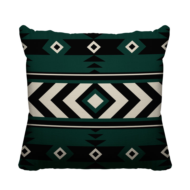Coussin intérieur / extérieur Fika Southwestern, Émeraude, L 19 po x H 19 po