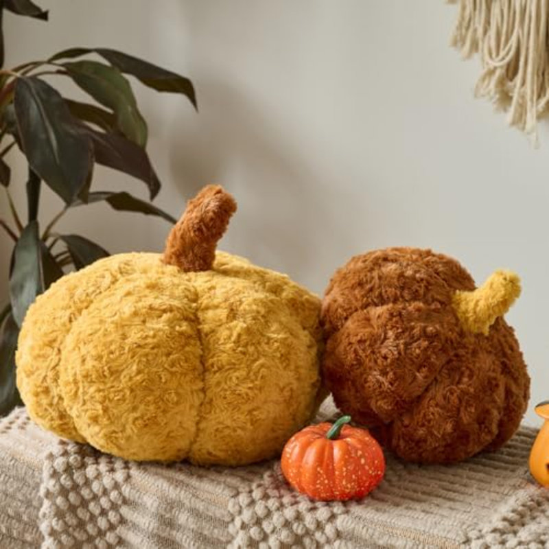 Coussin de citrouille, coussins décoratifs d'automne pour canapé, coussins de lit en peluche pour lit, Brown