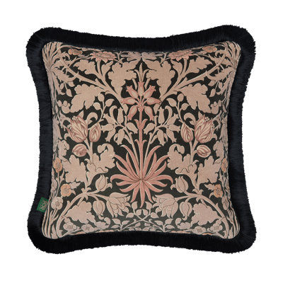HYACINTH NOVELLUS Velvet Fringed Cushion - Noir