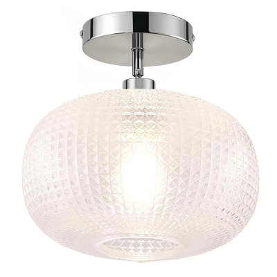 Semi Flush Mount Ceiling Light Fixture for Flat and Sloped Ceiling Hallway Light Fixtures with Clear Glass Shade,Vintage Ceiling Light for Kitchen Bathroom Entryway Bedroom