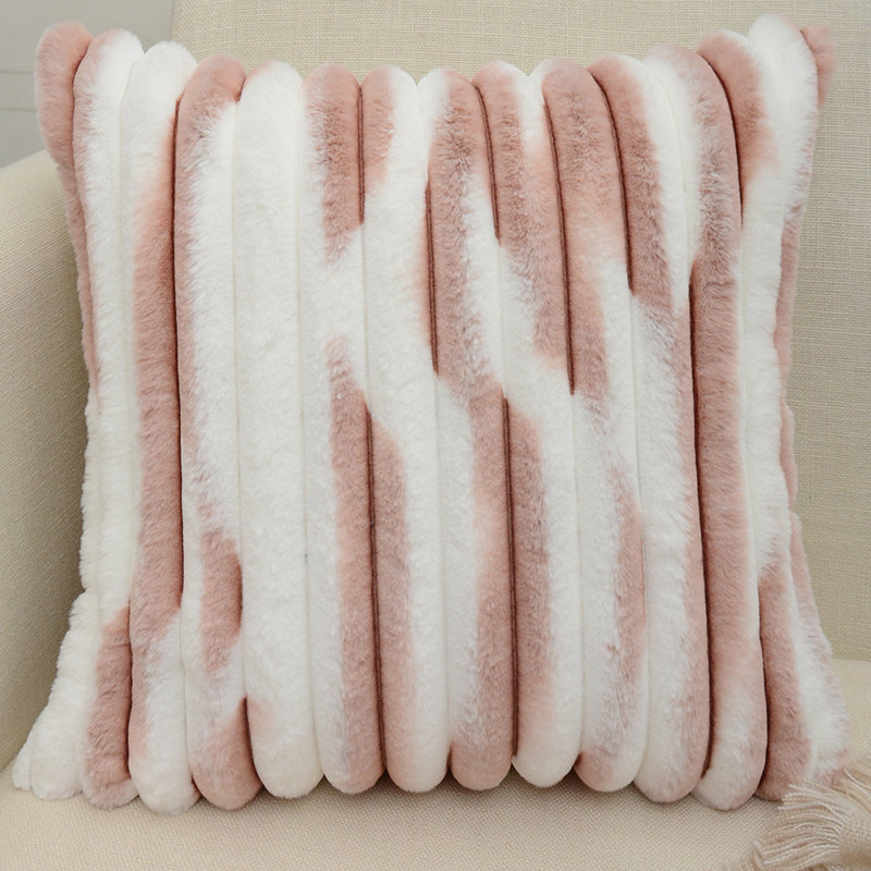 (Couvertures seulement) Ensemble de 2 housses de coussin texturé à nervures, Rose