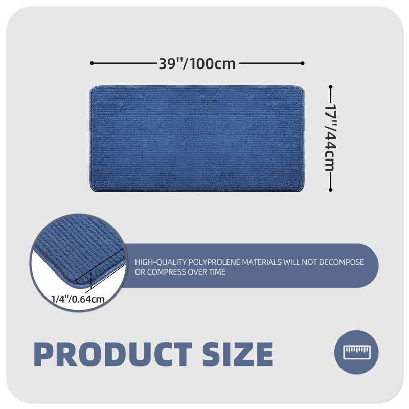 Tapis de cuisine Dawon, Rectangle 3 pi 3 po x 1 pi 5 po, Bleu