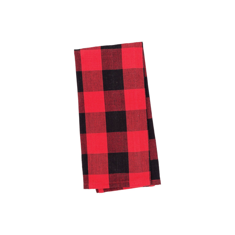 Serviette de cuisine en coton tissé Franklin, Rouge / Noir