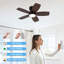 Ventilateur de plafond encastré avec lumière à intensité variable 3CCT, ventilateur à distance DC réversible en bois massif pour la maison et le patio