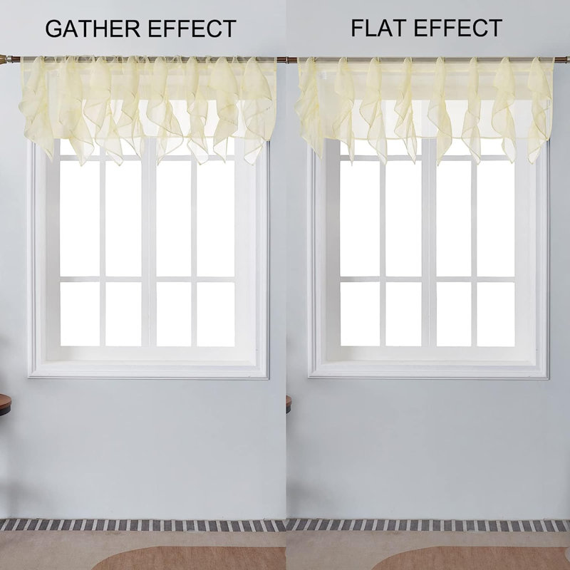 Jerryn Ruffled Window Valance, Beige