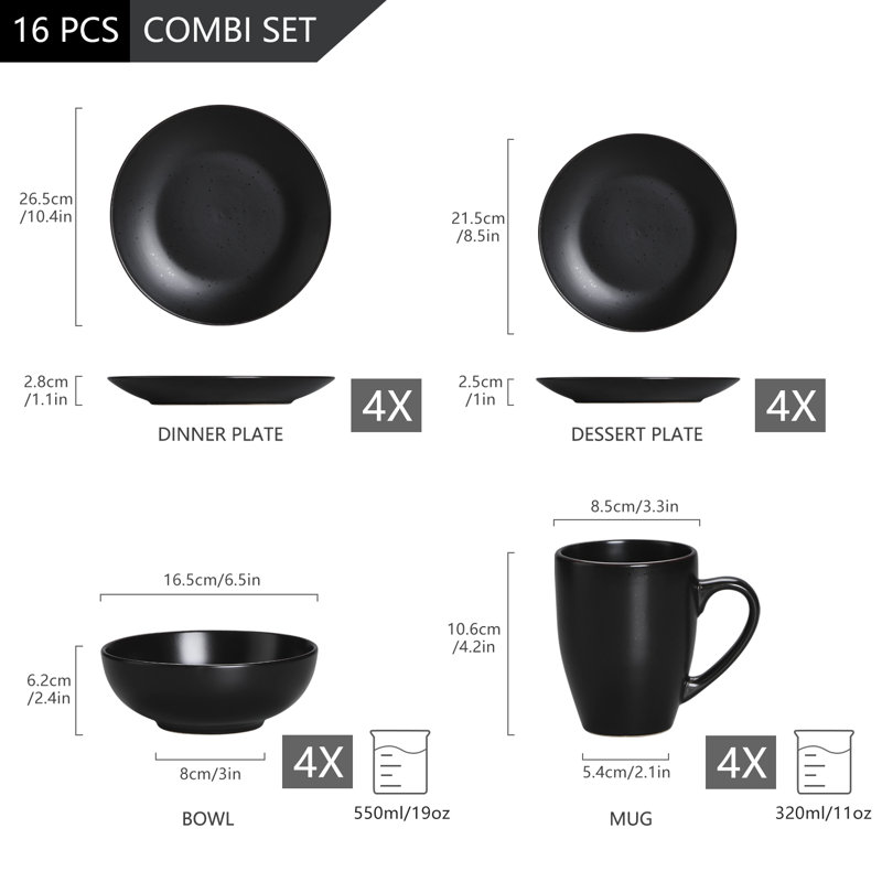 Elegant White Ceramic Dinnerware Set - Service for 4