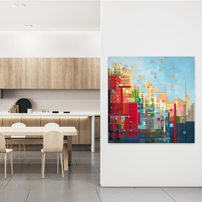 Voisinage 8, méridien abstrait, architecture contemporaine, art urbain, H 48 po x l 48 po