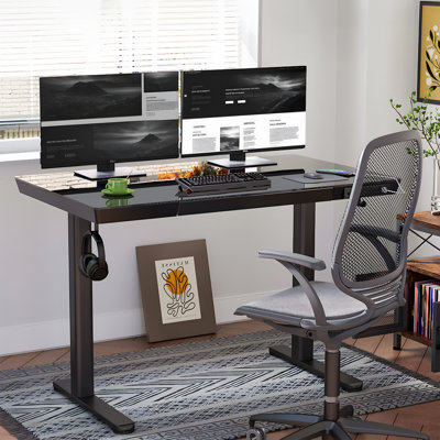 Bureau pour travailler debout, bureau d'ordinateur avec tiroir et charge USB Odbert
