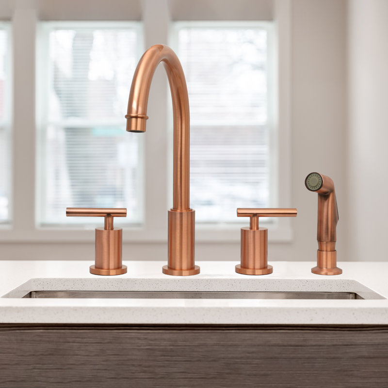 Double Handle Kitchen Faucet With Side Spray