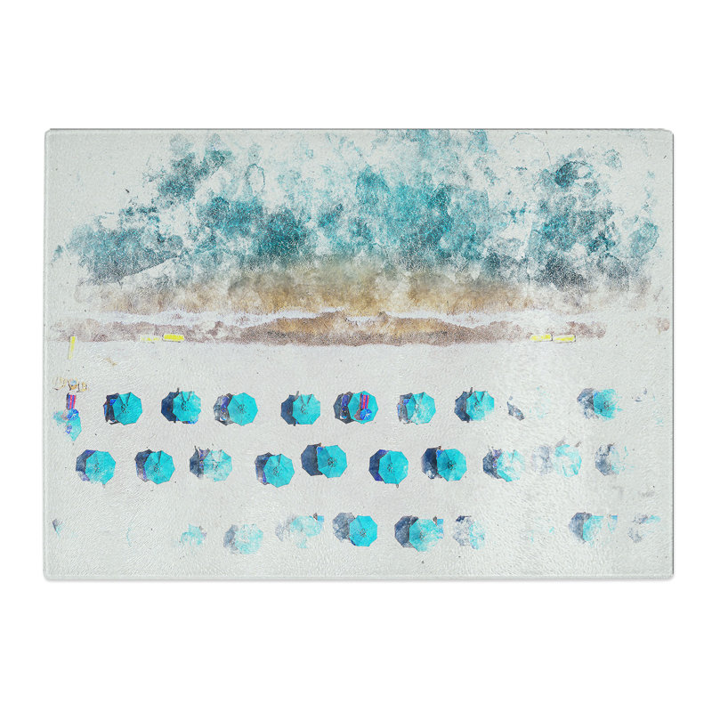 Tempered Glass On the Beach Chopping Board, 20 cm x 28.5 cm