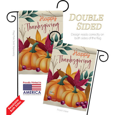 Double Sided 18.5'' H x 13'' W Polyester Thanksgiving Flag Set