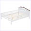 Lit plateforme moderne en bois avec tête de lit en forme de maison, DEL et rangement intégré-107227975-107227976