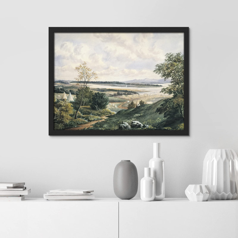 "Campagne champ vert émeraude" sur papier, H 8 po x l 10 po, Noir