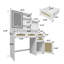 Meuble-lavabo lumineux à DEL avec 3 modes de couleur - Meuble-lavabo blanc avec 4 tiroirs, armoire et tablettes ouvertes pour l'organisation de la chambre