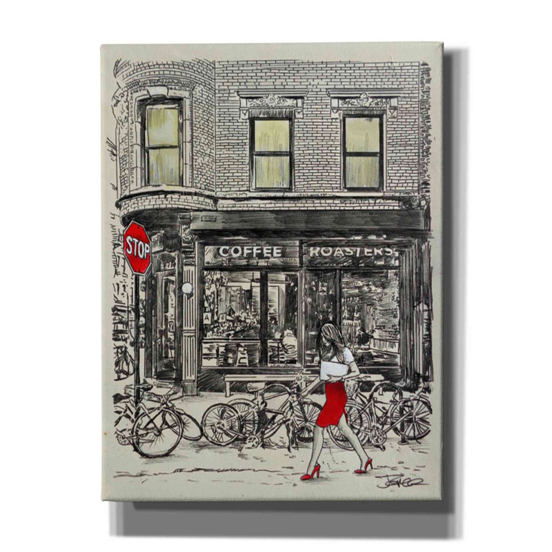 «The Coffee Roaster Place» par Loui Jover, art mural sur toile, H 16 po x l 12 po x P 0,75 po