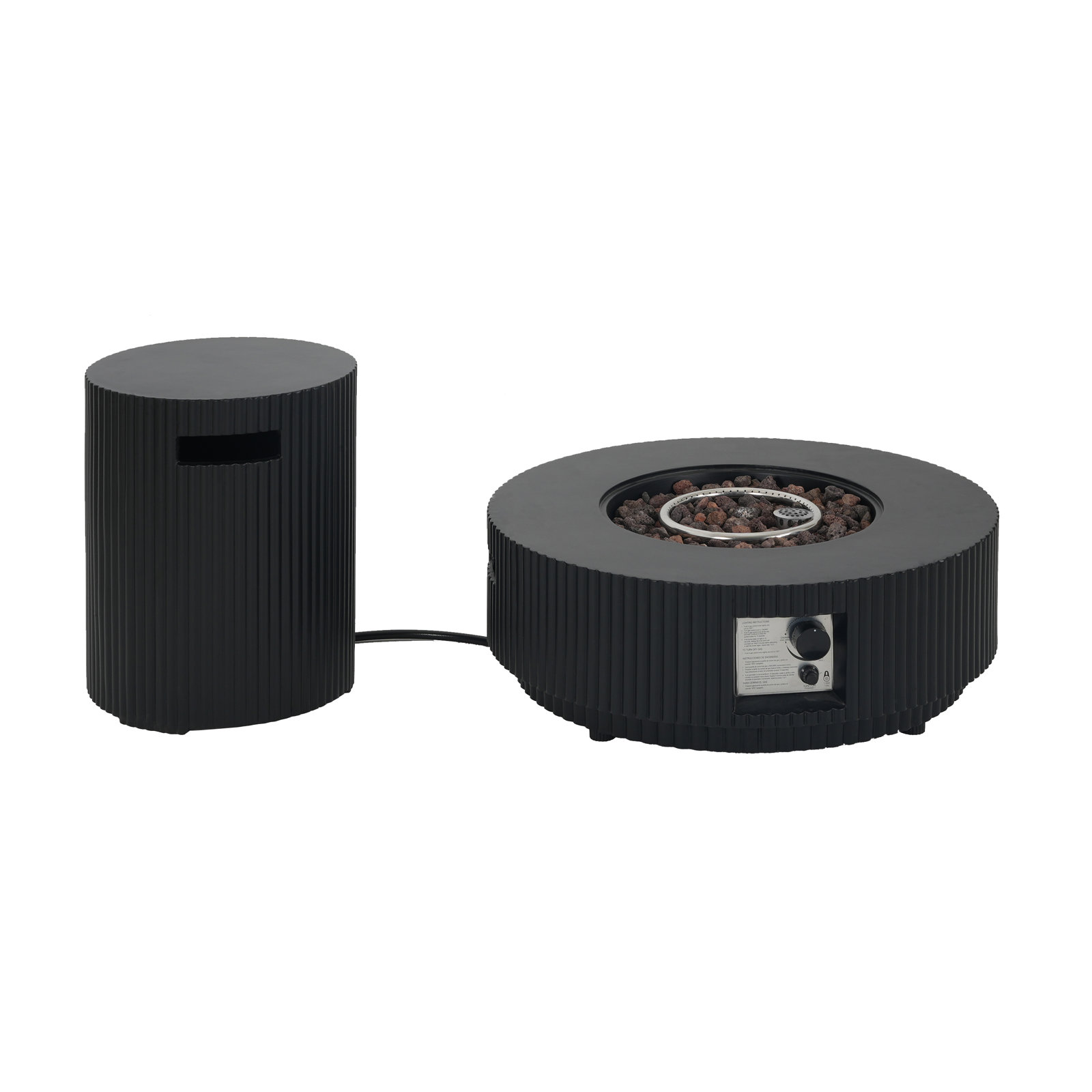 Rosco Rund Fire Pit Table, Matte Black