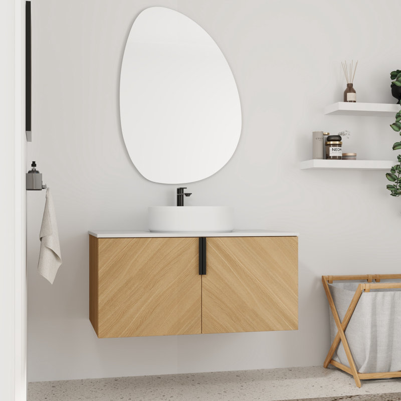 Meuble-lavabo flottant simple 36 po avec lavabo en céramique, Blanc
