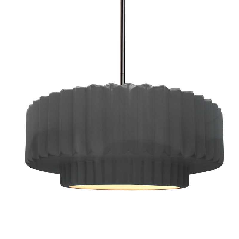 Luminaire suspendu 1 lumière Meydan, H 5,25 po x l 14,5 po x P 14,5 po, Gris brillant, Nickel brossé