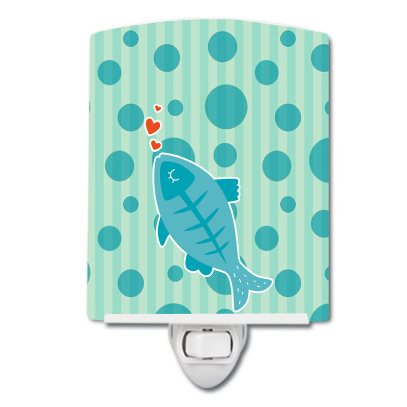Polka Dots Fish Ceramic Night Light