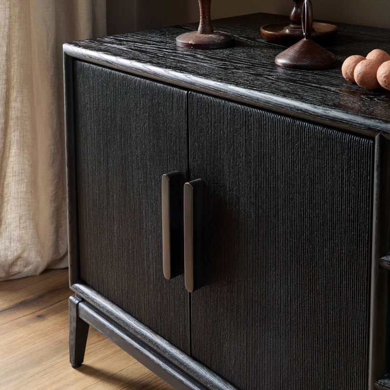 Rosenell Media Console-Oak Solid, Black