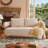 Modern Rounded Loveseat Sofa, Pebble Textured Fabric-124582049