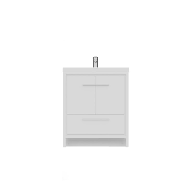 Feike 30'' Single Bathroom Vanity with Solid Surface Top, White