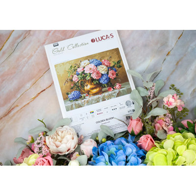 Golden Bloom Counted Cross-Stitch Kit by Luca-S B723L