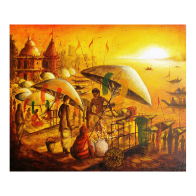 Morning Light In Banaras | Acrylic On Canvas | By Anirban Seth
