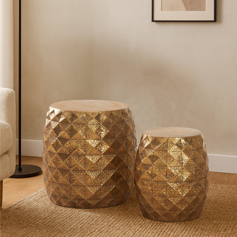 Metal Accent Stool, Gold