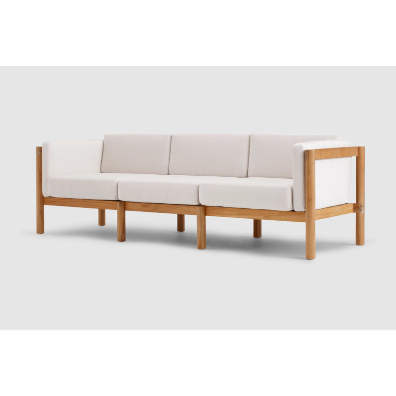 Haven 93'' Wide Rectangle Teak Patio Sofa with Sunbrella® Cushions, Sunbrella Canvas