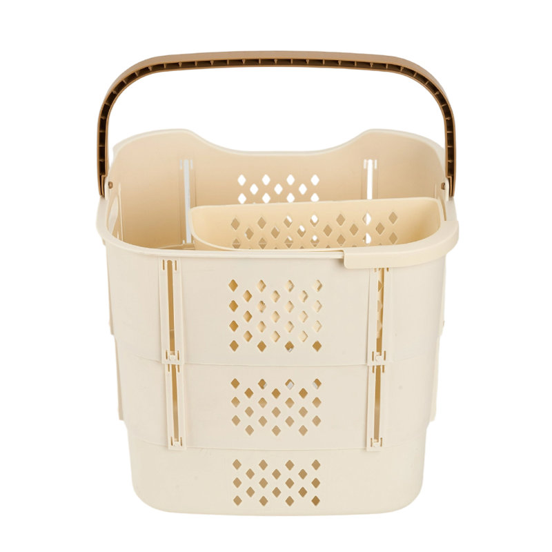 Plastic Laundry Basket, Beige