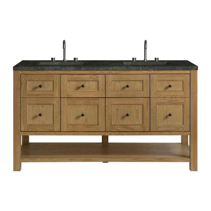 Breckenridge 60 in. Double Vanity, Light Natural Oak, Phantome Eclos, Widespread