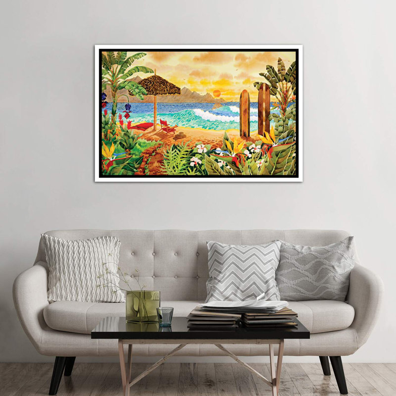 Surfer sur les îles par Robin Wethe Altman - reproduction d'art, H 40 po x l 60 po x 1,5 po, Toile blanche encadrée