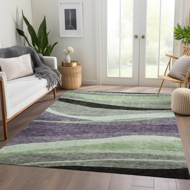 Tapis mauve intérieur / extérieur lavable à la machine ACN1098, Rectangulaire 3 pi x 5 pi