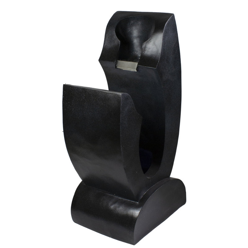 Fontaine de jardin d'extérieur moderne 31,5 "éclairée en noir