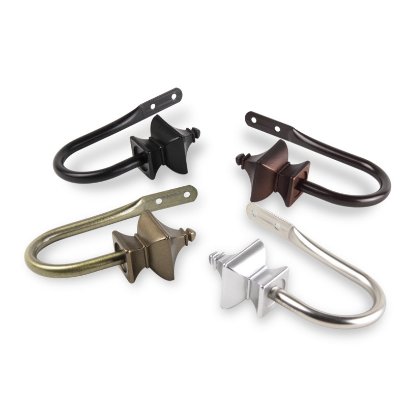 Cocoa Nickel Finish Metal Resin Curtain Holdback Set