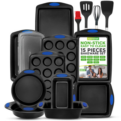 NutriChef 15 Piece Non-Stick Steel Bakeware Set