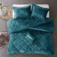 Élégante literie en velours bleu sarcelle pour lit double / grand - conception, 2 taies décoratives et coussins