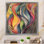 «Vintage Colorful Pastel Leaves Watercolor Grey I», reproduction sur toile