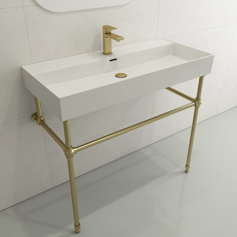 Milano Bathroom Sink, White, White