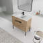 Meuble-lavabo autoportant / flottant pour salle de bain avec lavabo et poignée en métal-1069800189