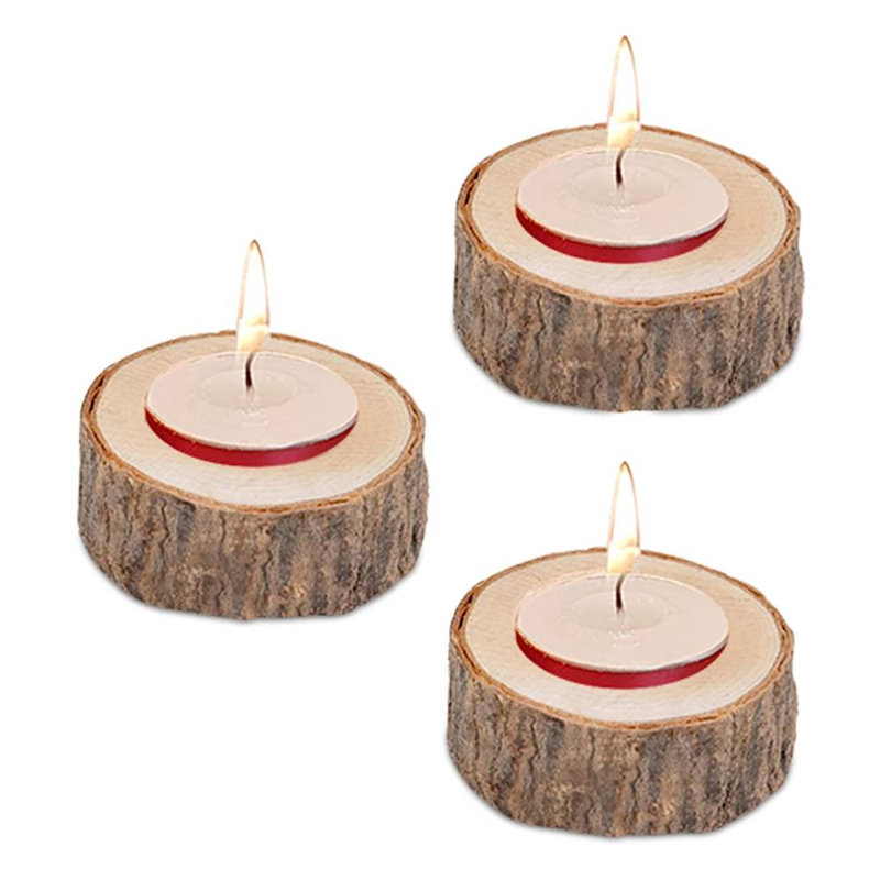 2'' H Wood Tabletop Tealight Holder, Small, Yes