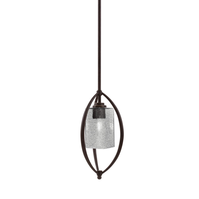 Suspension Albreda Stem Hung Mini présentée en fini granit foncé avec un verre fumé carré de 8,9 cm (3,5 po)
