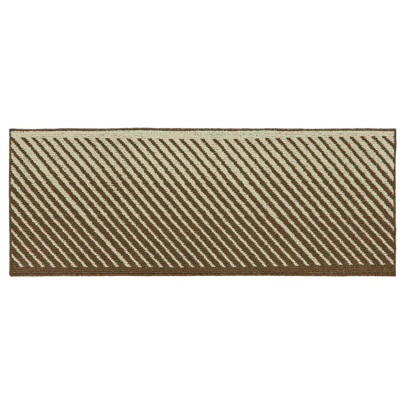 Non-Slip Striped Doormat, Brown, Rectangle W57 x L150 cm