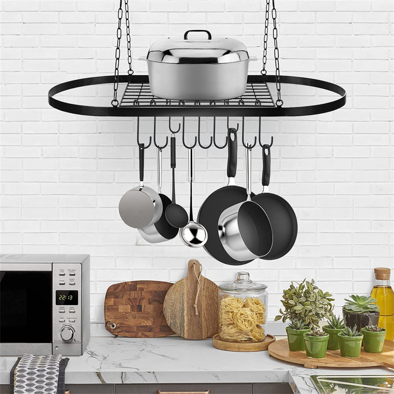 Metal Oval Wall Mounted Pot Rack