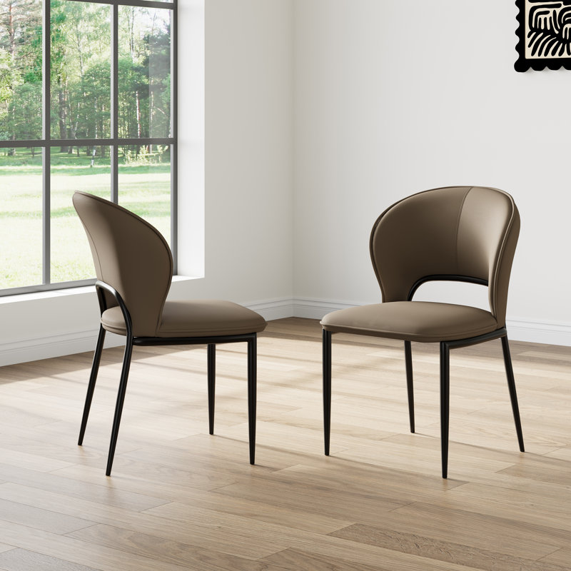 Modern Dining Table Chairs, Faux Leather, Light Gray, 2Pieces,Not Assembled Need (Set of 2), Gray, 2