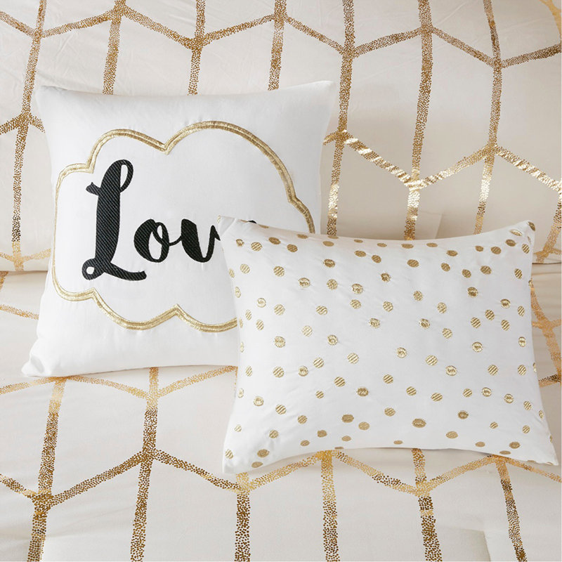 Ensemble d'édredon simple / simple TG, Ivory+Gold Striped