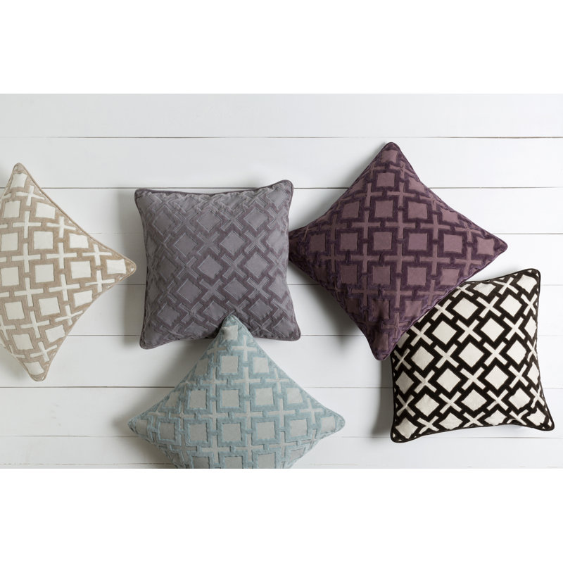 Coussin décoratif , Mauve / Anthracite, H 20 po x l 20 po x P 5 po, Duvet